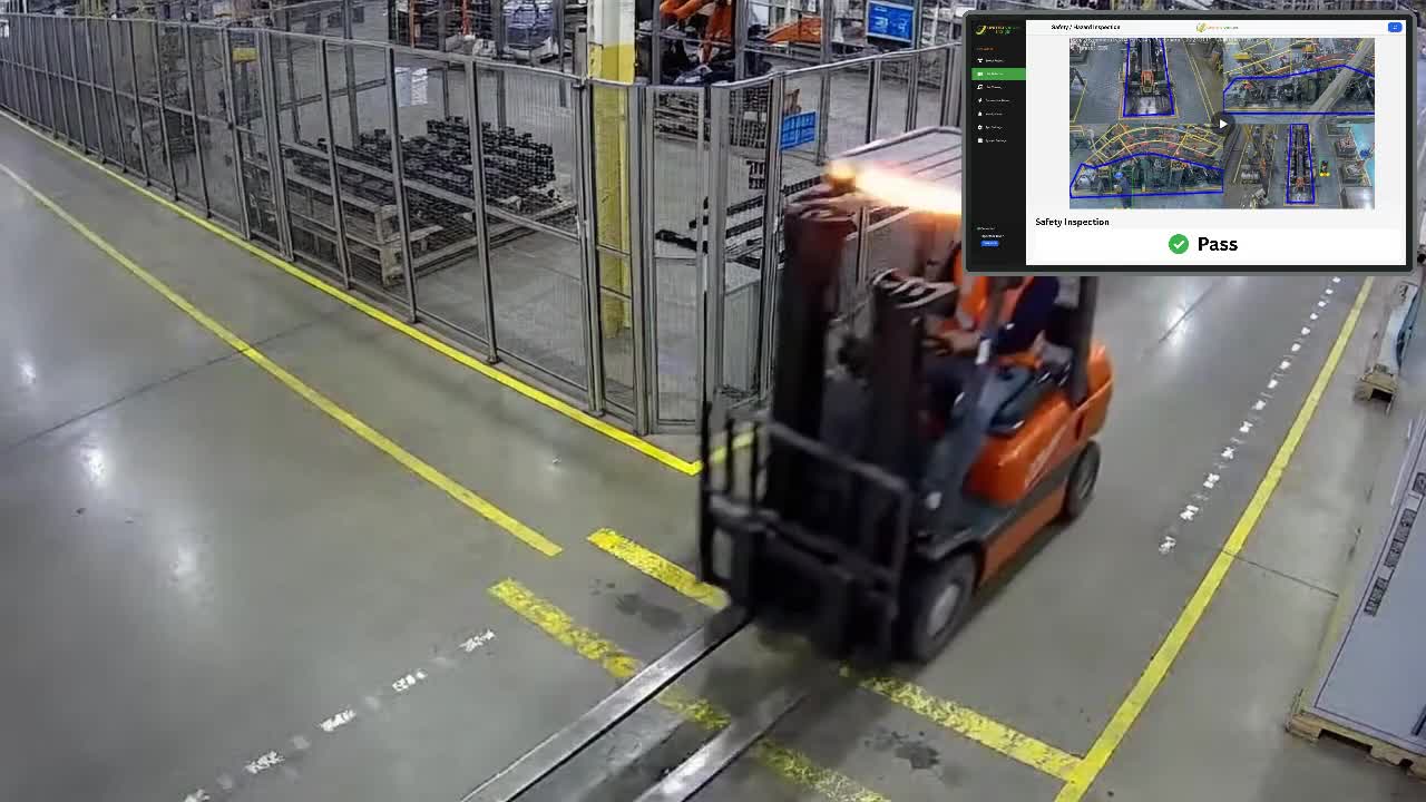 Safety-zone monitoring visual inspection scene